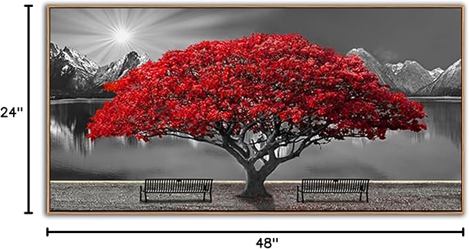Large Framed Wall Art for Living Room Large Mangrove Landscape Modern Art for Wall Decor Living Room, Bedroom, Office, Home Wall Decor 24x48 inches(With Soild Wood Dark Framed)-Ruum Studio Home