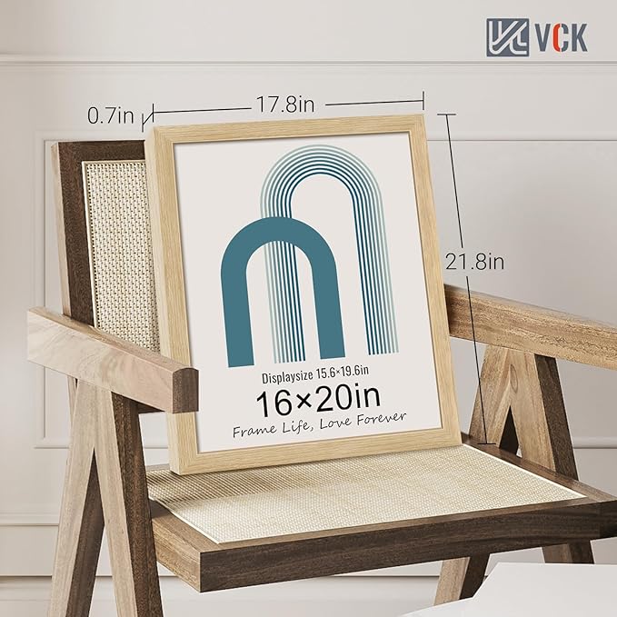 VCK 16x20 Poster Frame 3 Pack - Oak, Natural Solid Wood Picture Frames for Wall, Wall Gallery Frame-Ruum Studio Home