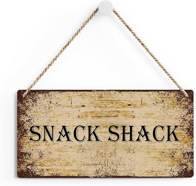 SENJIAN Rustic Snack Shack Wood Decor Sign, Retro Snack Shack Printed Wood Sign Wall Art, Hanging Door Sign, Decorative Wood Sign Home Decor 12" x 6"-Ruum Studio Home