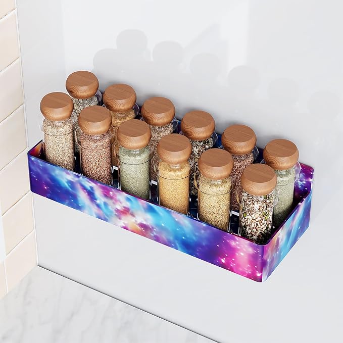 Magnetic Spice Rack for Refrigerator, Kitchen Organizer and Storage Shelf, Starry Sky(4 Pack)-Ruum Studio Home
