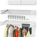 Foldable Wall-Mounted Drying Rack, Heavy-Duty 60 lb Capacity – Space-Saving Folding Laundry Hanger with 10 Clips, Rust-Proof Aluminium Clothes Dryer for Indoor & Outdoor Use-Ruum Studio Home