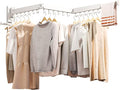 Clothes Drying Rack,Laundry Drying Rack Wall Mount, Wall Mounted Clothes Rack,Retractable,Collapsible(Tri-Fold),Drying Rack Clothing,can Fold Upward & Left & Right,Space Saver, White Color-Ruum Studio Home