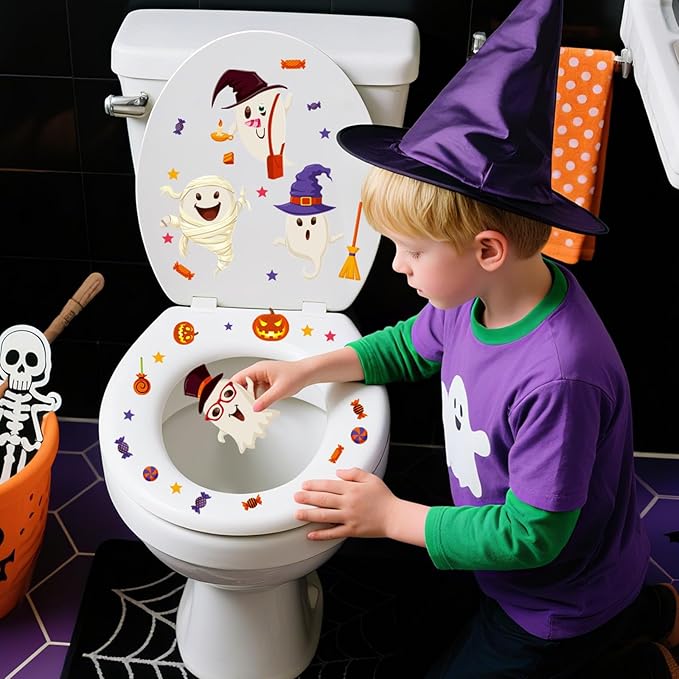 6 Sheet Halloween Stickers Clings Cute Ghost Decals Decor for Kids, Vintage Ghost Evil Pumpkin Reusable Window Stickers for Halloween Party Supplies Home Glass Decorations-Ruum Studio Home