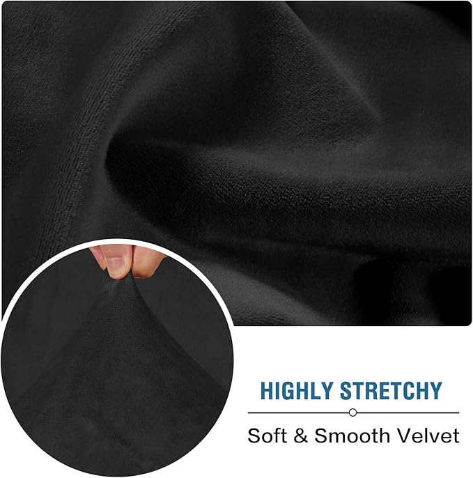 H.VERSAILTEX Velvet Stretch Couch Cushion Cover Plush Cushion Slipcover for Chair Loveseat Sofa Cushion Furniture Protector Seat Cushion Sofa Cover (2 Piece Large Sofa Cushion Covers, Black)-Ruum Studio Home