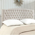 24KF Upholstered Tufted Button Linen Fabric Headboard,Comfortable Fashional Headboard King/CA King Size,Ivory-Ruum Studio Home