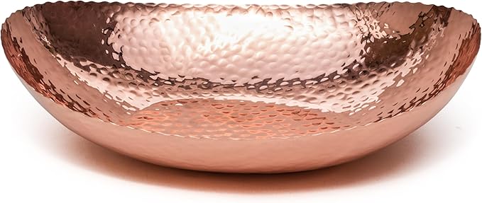 Monarch Abode Hand Hammered Decorative Bowl for Home Decor, 12.75-Inch Copper Plated – Key Bowl for Entryway Table, Catch All, Decorative Fruit Basin, Key Holder, Bowls for Home Decor-Ruum Studio Home