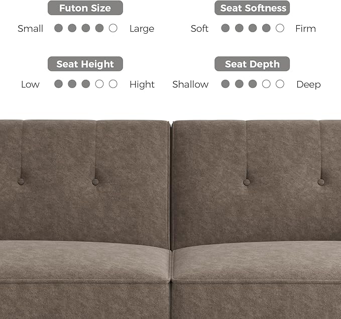 89” Futon Sofa Bed, Comfy Futon Couch Bed with 2 Square Pillows, Convertible Sleeper Sofa with Adjustable Backrest& Armrests, Modern Loveseat Sleeper for Living Room, Bedroom, Light Brown-Ruum Studio Home