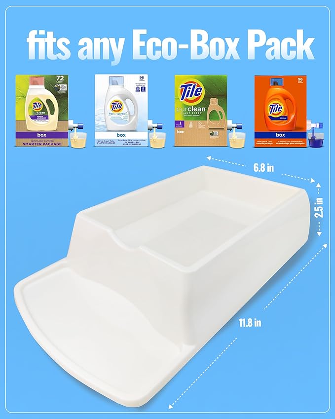 Skywin Detergent Box Riser (Eco Box), Raises Boxed Liquid Laundry Detergent Cup Holder & Drip Tray Catcher, Laundry Detergent Holder (White)-Ruum Studio Home