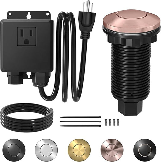 Joinfworld Garbage Disposal Air Switch Kit Waterproof Garbage Disposal Button Kit with Long Garbage Disposal Switch Copper - UL Listed-Ruum Studio Home