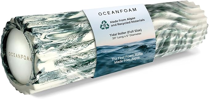 Oceanfoam Tidal Roller - Hunter Marbled - Muscle Massage Foam Roller for Back Pain & Stretching - Firm and Ergonomic Wide Wave Textured - Yoga, Athletics, & Wellness - Full Size, 20" x 5"-Ruum Studio Home