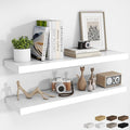 RICHFOCUS 40Inch Floating Shelves for Wall 2 Pack Shelves for Bedroom|Kitchen|Bathroom Wall Mounted Rustic Wood Floating Shelf with Invisible Brackets for Books|Storage|Decor, White-Ruum Studio Home