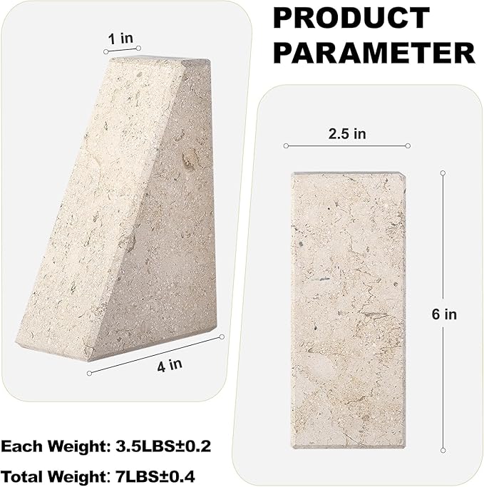 Marble Bookends for Heavy Books, Decorative Book Ends for Shelves, Beige Stone Durable and Heavy-Duty Book Ends for Hardback Books & CDS, Unique Book Stopper & Holder, Set of 2-Ruum Studio Home