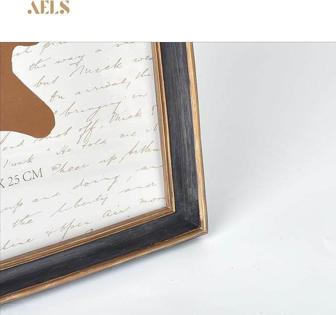 AELS 8x10 Inch Vintage Picture Frame, Elegant Antique Photo Frames with Glass Front, Photo Display, Tabletop Wall Hanging, Gift Ideas, Black with Gold Trim-Ruum Studio Home