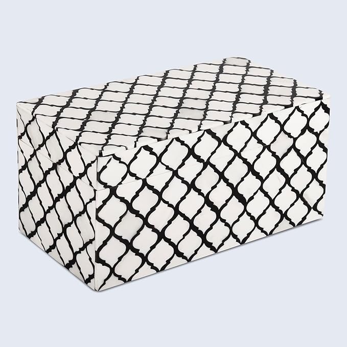 Handicrafts Home Handmade Moroccan Pattern Inspired Decorative Box - Large Storage Organizer for Neck Chains, Watches, Memory Keepsakes - Boho Style Treasure Box, Multipurpose Gift - B&w, 10x5x5-Ruum Studio Home