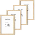 HAUS AND HUES Solid Oak 4x6 Picture Frame Set of 4 - Bulk Frames for Wall or Tabletop, Multiple Photos, Wooden Frames-Ruum Studio Home
