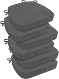 downluxe Chair Cushions for Dining Chairs, Waterproof Kitchen Chair Pads, Non-Slip Dining Seat Cushion with Ties, 17" x 16" x 2.5", Dark Grey, 6 Pack-Ruum Studio Home