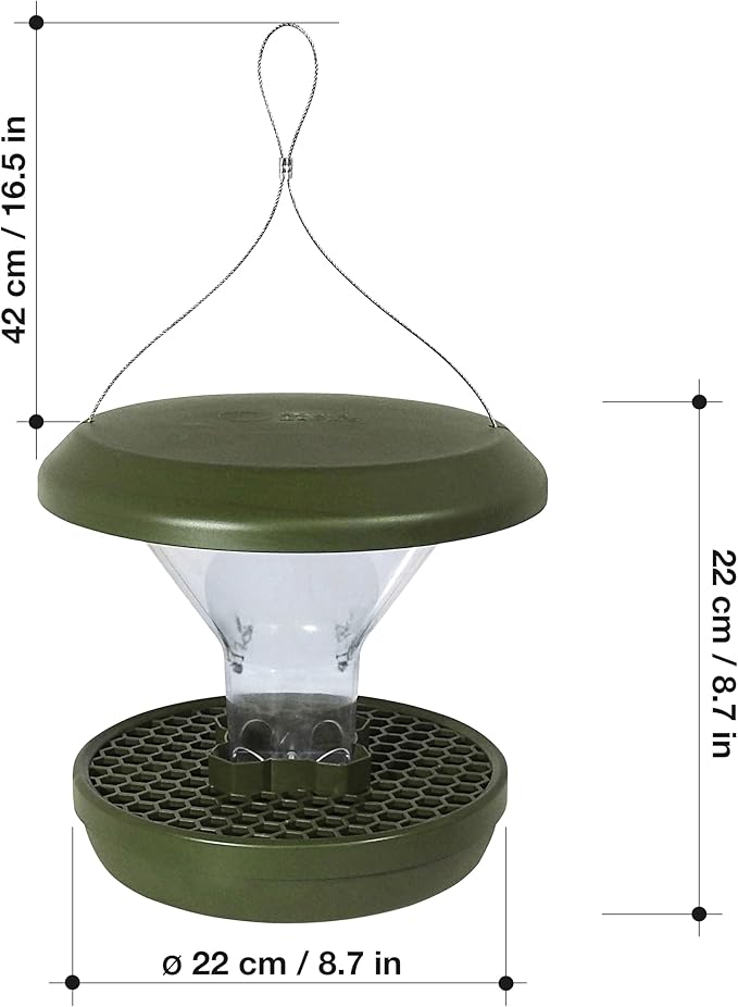 SWISSINNO No Mess Bird Feeder Davos Smart Birds - No Spill Bird Feeder for Outdoor - Mice & Rat Proof - Robust & Reliable for Hanging - Dual Food Chambers - Made in EU - Green-Ruum Studio Home