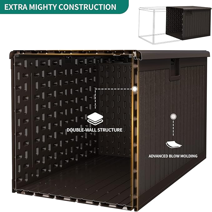 YITAHOME 150 Gallon Double-Wall Deck Box with Side Handles, Outdoor Large Storage for Patio Furniture Cushions, Garden Pool Accessories, Water Resistant & Lockable-Ruum Studio Home
