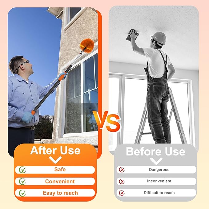 30FT (36FT Reach) Cobweb Duster with Extension Pole, Spider Web Brush for Cleaning Extendable, Professional Ceiling and Corner Dusters for Outdoor Indoor Use-Ruum Studio Home