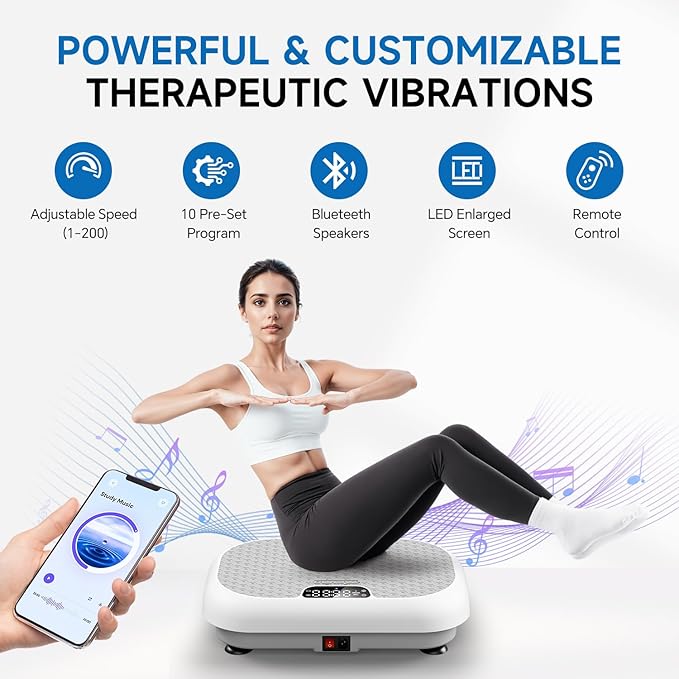 Vibration Plate Exercise Machine Weight Loss, Full Body Shaker Workout Vibration Plates Lymphatic Drainage, Stand Shake Vibrating Plate for Women Men 450 Lbs Capacity Fitness Platform-Ruum Studio Home