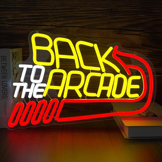 Retro Arcade Neon Sign Large Back to the Arcade Neon Light Dimmable Gamer Neon Signs for Wall Decor USB Powered Vintage Gaming Signs for Bar Game Room Man Cave(15.7 * 10.7inch)-Ruum Studio Home
