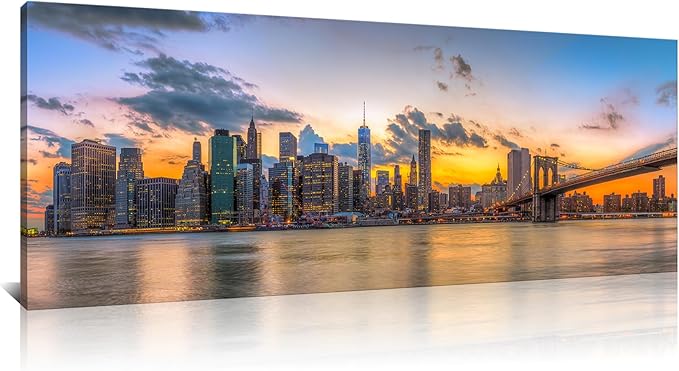 Kalormore New york City Skyline Canvas Wal Art Brooklyn Bridge Picture for Wall-Ruum Studio Home