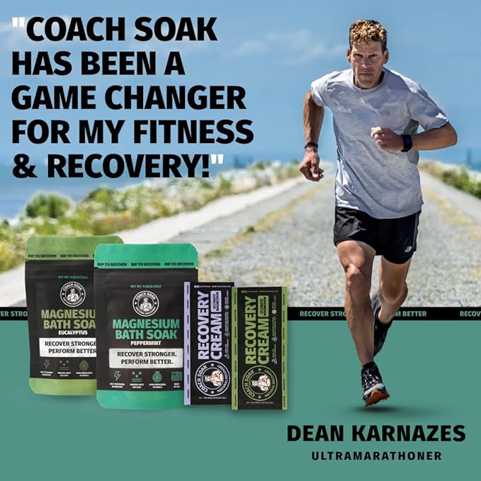 Coach Soak Magnesium Flakes & Lotion Trial Pack - Soothing Menthol Lotion & Bath Soak - 0.18 Lb Sachets - Lavender, Eucalyptus & Peppermint Scents-Ruum Studio Home