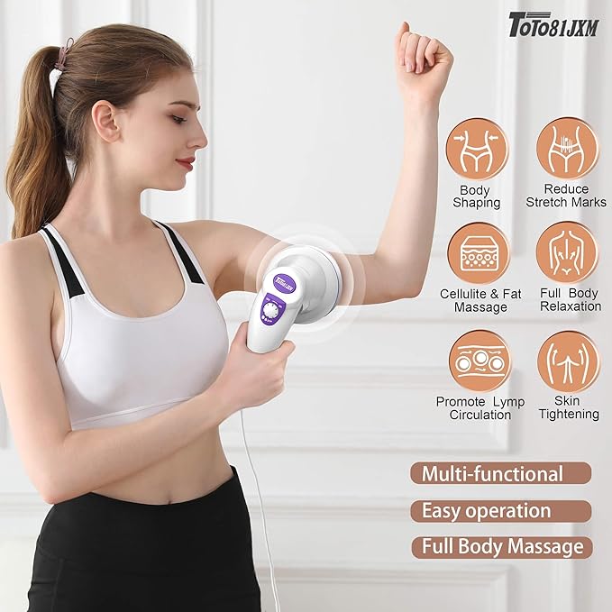Electric Cellulite Massager – Body Sculpting Machine with 8 Massage Heads, Lymphatic Drainage & Skin Tightening for Belly Stomach Leg, Lipo Roller Massager After Surgery, Adjustable Speed.-Ruum Studio Home