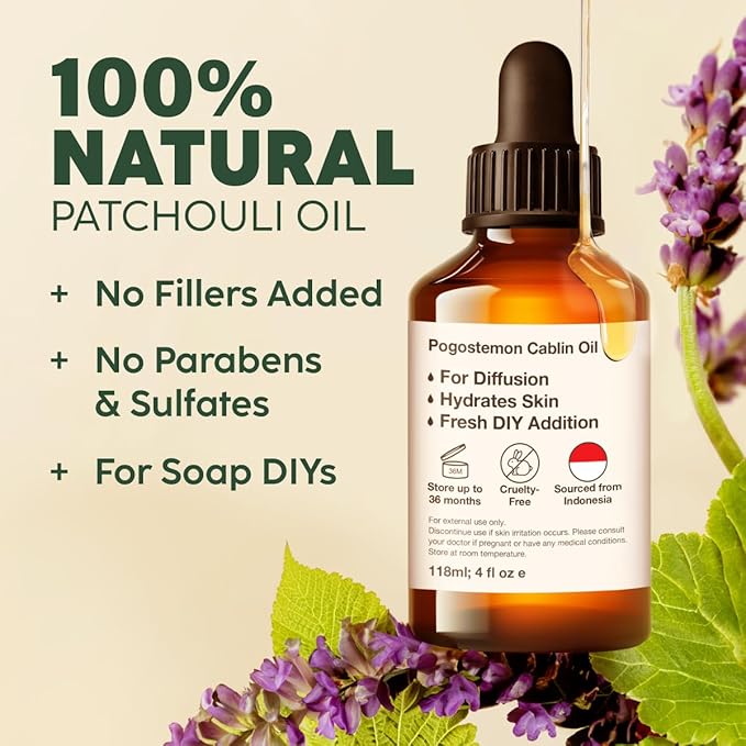 Kukka Patchouli Essential Oil for Skin & Diffuser - 4 Fl Oz - 100% Pure Natural Patchouli Oil, Captivating Scent for Body Perfumes, Aromatherapy & Soap Making Scent DIY-Ruum Studio Home