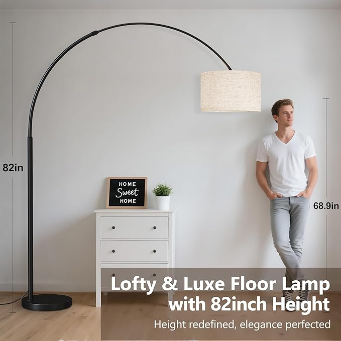 SUNMORY 82" Tall Arc Floor Lamps for Living Room, Large Floor lamp with Remote Control, Modern Curved Floor lamp, Corner Lamp for Dining Room, Office-Ruum Studio Home