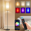 FRIDEKO HOME Floor Lamps for Living Room, Dimmable 3 Colors Temperature, Modern Corner Floor Lamp with Remote, Tall Standing Lamps for Kid Room Bedroom, Foot Switch, Beige Shade, 9W RGB LED Bulb-Ruum Studio Home