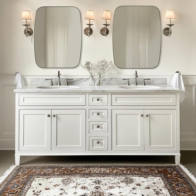 ANDY STAR Brushed Nickel Oblong Mirror, 36x48 Inch Brushed Nickel Oval Mirror for Bathroom with Stainless Steel Metal Frame, Wall Mouned for Bathroom, Living Room, Entryway-Ruum Studio Home