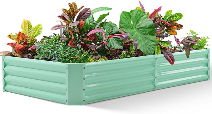 Land Guard 8×4×1ft Galvanized Metal Raised Garden Bed, Metal Planter Kit Box Outdoor for Deep-Rooted Vegetables, Flowers, Green and Herbs (Lime Green)…-Ruum Studio Home