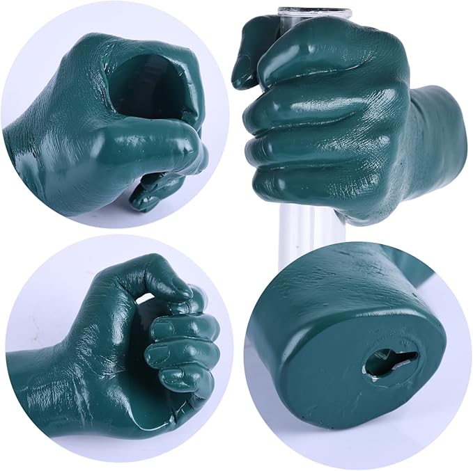 Green Wall Sculptures, Hand Vases Home Decor, Wall Mount Art Sculpture, Unique Wall Art Statue, Funky Flower Vase Decorations, Modern Eclectic Hanging Decor,Glass Test Tube Vase-Ruum Studio Home