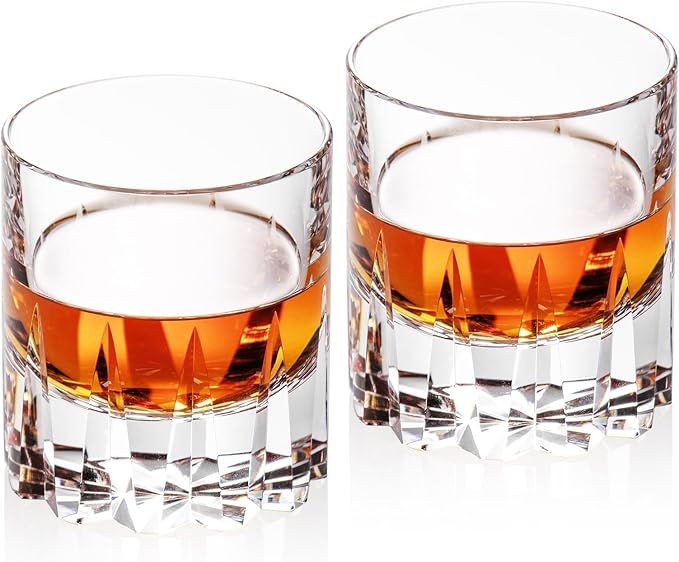 KAMMAK Crystal Whiskey Glasses Set of 2, Handcrafted 7.78oz Old Fashioned Glasses Stemless, Luxury Hand Blown Cocktail Glasses, Scotch Cup for Women, Men Gift for Bourbon Barware, Home Bar-Ruum Studio Home