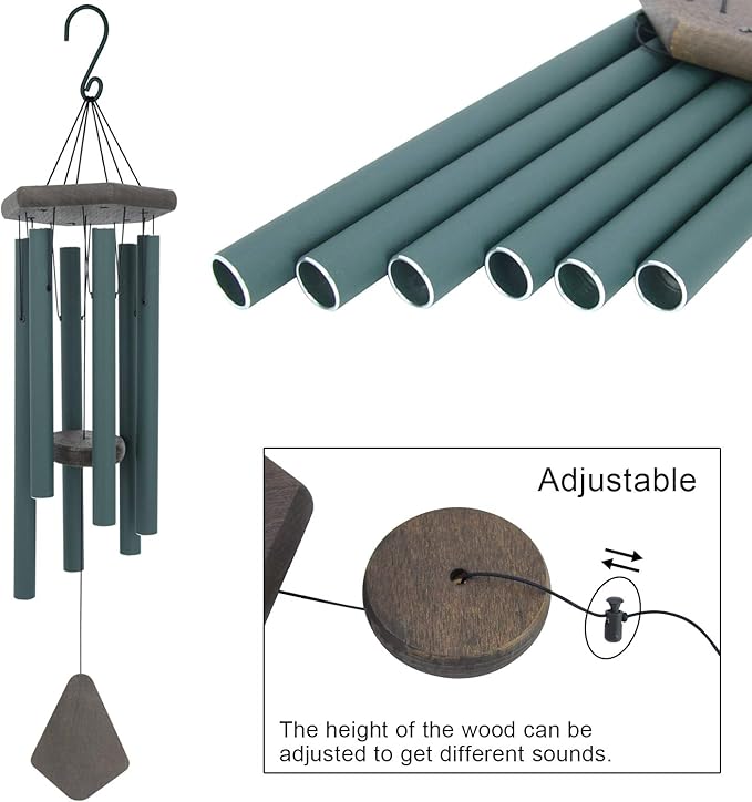 Large Wind Chimes for Outside, 30" Aluminium Wind Chime with Wind Catcher, Outdoor Garden Patio Decoration Windchimes, Classic Zen Gift for Men and Women Green-Ruum Studio Home