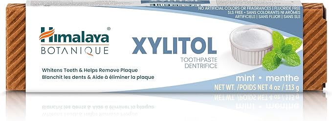 Himalaya Botanique Xylitol Toothpaste, Mint Flavor - Fluoride Free Toothpaste to Whiten Teeth, Fight Plaque and for Fresh Breath - Vegan, Gluten Free, No Artificial Flavors or Colors, 4 oz-Ruum Studio Home