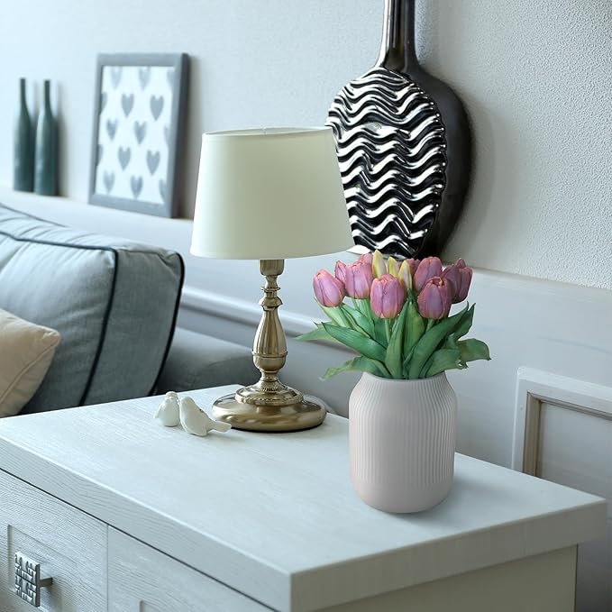 15pcs Artificial Tulips Flowers, Fake Tulips Real Touch, Faux Latex Bouquets, for Party Wedding Home Room Decoration (Purple)-Ruum Studio Home