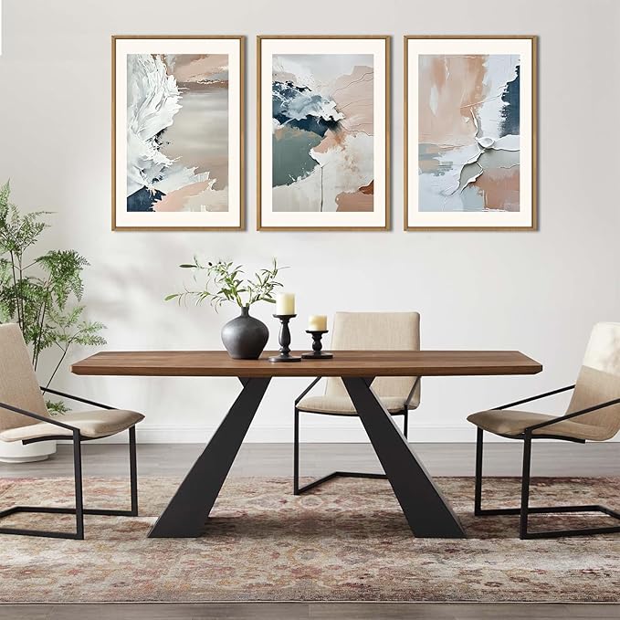 HPNIUB Large Modern Abstract Framed Canvas Wall Art Set, Minimalist Splash ink Blue Pink Pastel Watercolor Wall Decor,Illustration Neutral Art Painting for Living Room,Bedroom,Dining Room,Office -16"x24"x3-Ruum Studio Home