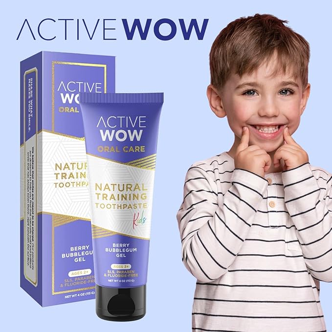 Active Wow Training Toothpaste – Fluoride-Free, Toddler-Safe, Gentle, Vegan, Safe to Swallow – Berry Bubblegum, 1 Pack-Ruum Studio Home