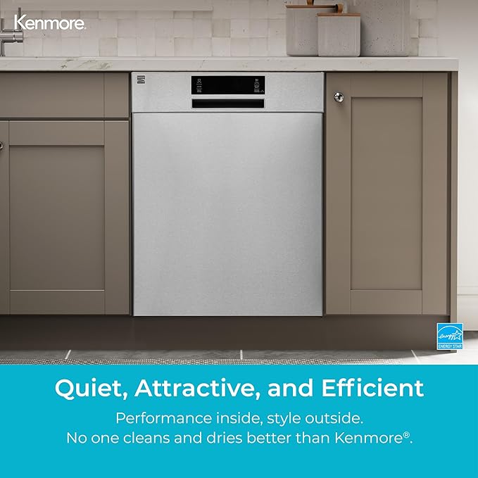 Kenmore 24" Built-in Stainless Steel Tub Dishwasher EasyFlex 3rd, SmartWash, UltraWash Plus, TurboDry, and Adjustable Rack, Energy Star Certified, Fingerprint Resistant-Ruum Studio Home