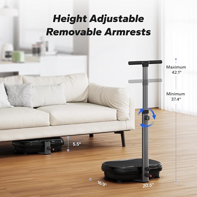 MERACH Vibration Plate Exercise Machine, Vibration Plate for Lymphatic Drainage Weight Loss, Vibrating Plate Exercise Machine with Handrails, Exercise Equipment for Women Men Home-Ruum Studio Home