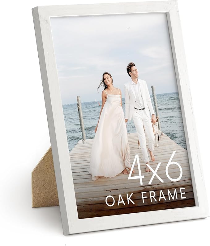 HAUS AND HUES 4x6 Picture Frame Wood - Natural Wood Frame 4x6, Walnut Photo Frame 4x6 for Walls, 4x6 Wood Picture Frame, 4 by 6 Picture Frame, 4x6 Frames for Pictures (White Oak Frame)-Ruum Studio Home