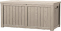 120 Outdoor Storage Box, Waterproof Resin Deck Box for Indoor & Outdoor Use, Lockable Storage Bench with Piston Hinge, Storage Bin for Patio Cushions, Garden Tools, Package Delivery, Grey-Ruum Studio Home