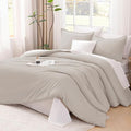 Litanika Linen Grey Comforter Set California King Size, 3 Pieces Cal King Lightweight Solid Bedding Comforter Set, All Season Fluffy Bed Set (104x96In Comforter & 2 Pillowcases)-Ruum Studio Home