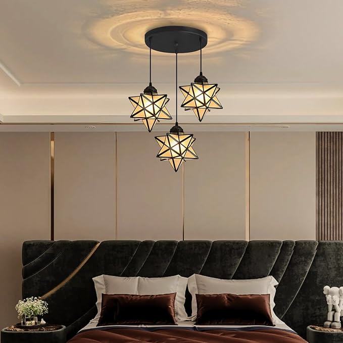 Frosted White Glass Dining Room Chandelier Farmhouse Pendant Lights for Kitchen Island Light Fixture Modern Chandeliers with Warm Light Bulbs Black-Ruum Studio Home