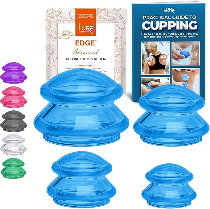 Silicone Cupping Therapy Set Professional Massage Cupping Cups for Cupping Therapy - 8 Cup Kit for Massage, Myofascial Release, Cellulite Reduction - Pack of 2 (Lure Blue)-Ruum Studio Home