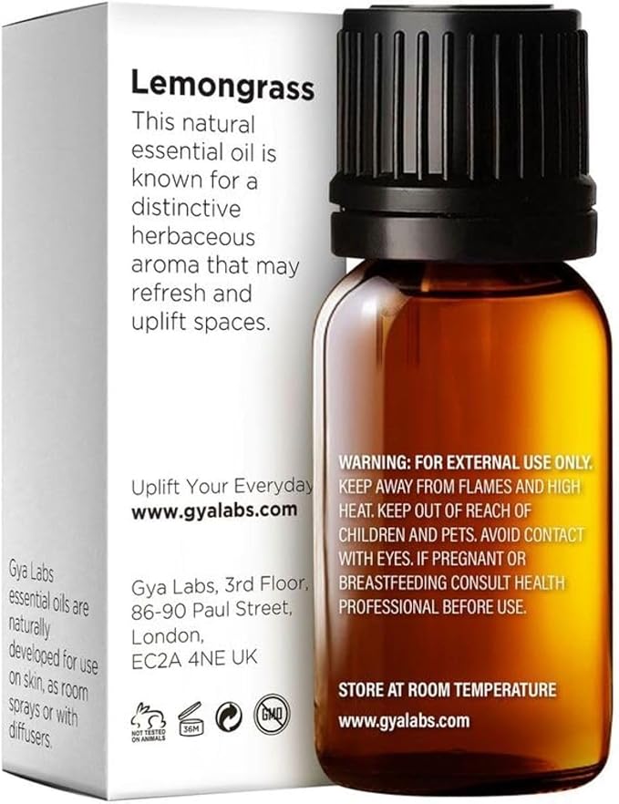 Gya Labs Lemongrass Essential Oil for Diffuser - 0.34 Fl Oz - 100% Pure Natural - Lemongrass Oil for Hair, Skin, Herbaceous, Candle Making Scent-Ruum Studio Home
