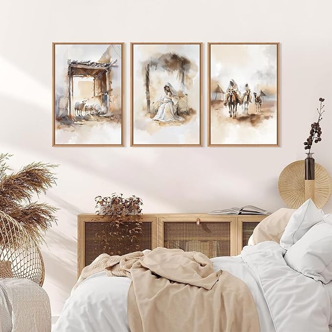 HPINUB Jesus Easter Framed Canvas Wall Art Set,Large Religious Christian Bible Verse Wall Decor,Resurrection Sunday Artwork for Living Room,Church Christian Easter Gift -24"x36"x3-Ruum Studio Home