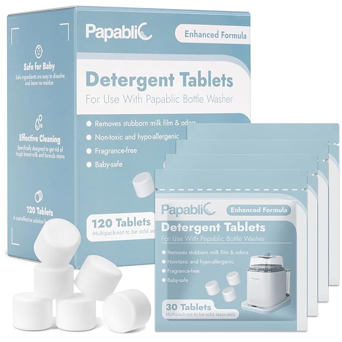 Papablic 120Pcs Official Detergent Soap Tablets for Baby Brezza,GROWNSY,Momcozy Bottle Washer Pro, Effective Cleaning with Safe Highly Concentrated Formula-Ruum Studio Home